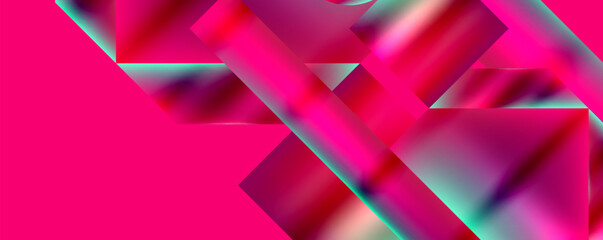 Neon color abstract geometric shapes background design. Vector Illustration For Wallpaper, Banner, Background, Card, Book Illustration, landing page