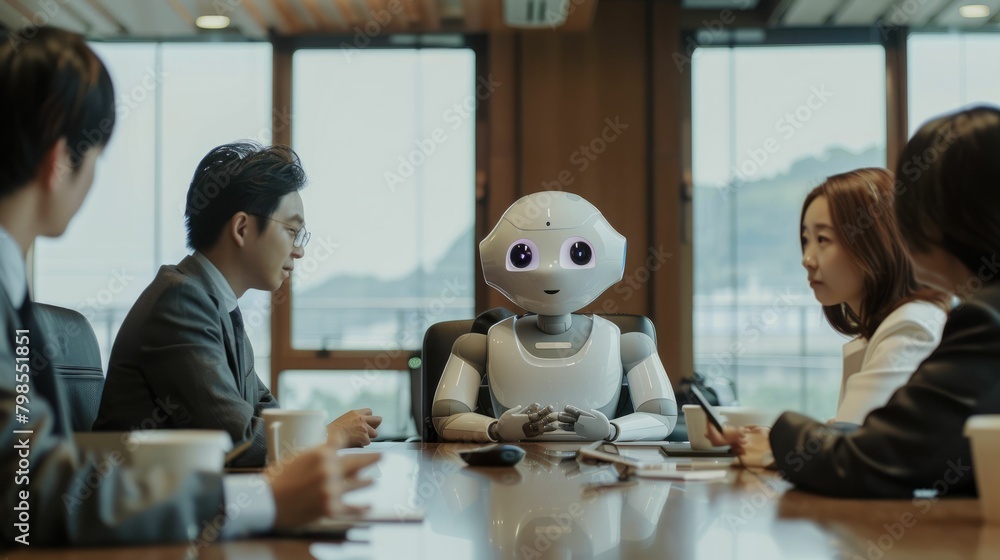 Aufkleber the picture of the robot working as the assistance for the human to provide assist and support, the 