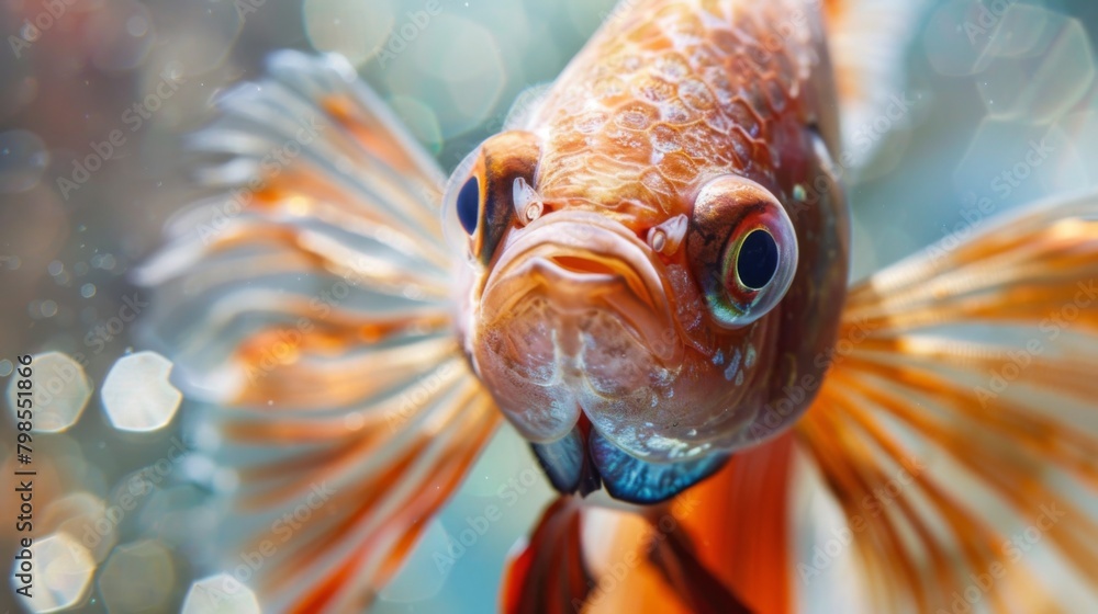 Poster a close-up of a betta fish's expressive eyes, capturing the intelligence and curiosity that make the