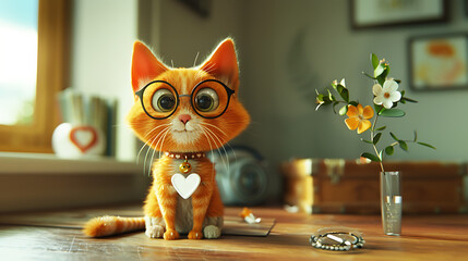 Chibi cute cat, wallpaper, the lovely happy cat 