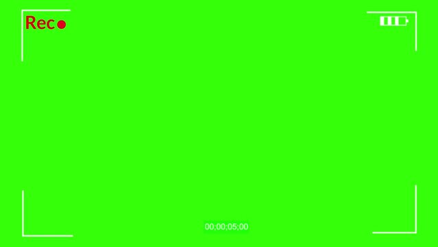 Recording video camera screen Animation, Camera recording screen, viewfinder on black background, DSLR old vintage camera texture overplay, Horizontal Screen Camera Screen Recording Video Animation.