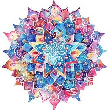 colorful watercolor mandala design clip art preview