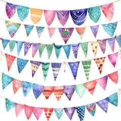 Obraz premium A watercolor clipart of a festival scene with boho flags and banners a celebration of culture