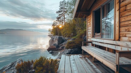 Fototapeta premium A social media post with a scenic photo of a sauna session and the caption Gift cards now available Give the gift of relaxation to someone you care about..