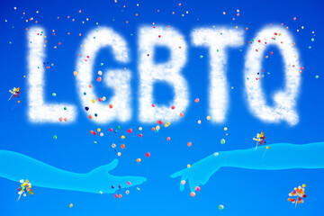 青空に浮かぶLGBTQの雲
