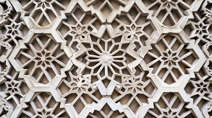 Intricate geometric patterns carved in stone