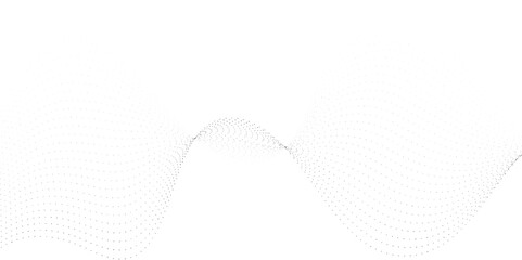 Flowing wavy dots particles wave pattern curve halftone gradient lines shape isolated on transparent background. Digital future technology concept, science, banner, template, business, music. Vector