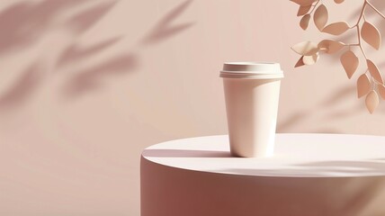Coffee drink takeout paper cup mockup, 3d render
