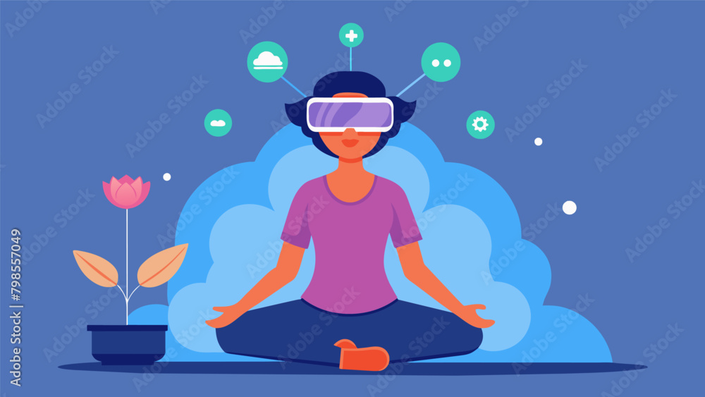 Poster an individual with multiple sclerosis participating in a virtual reality meditation session utilizin