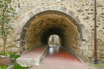 Fototapeta premium A street in Jelsi, a medieval village in Molise, Italy.