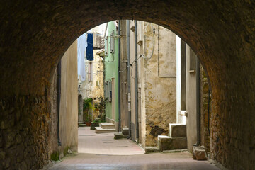 Fototapeta na wymiar A street in Jelsi, a medieval village in Molise, Italy.