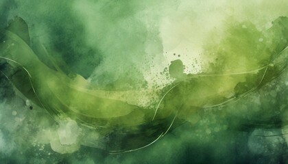 green background with texture and distressed vintage grunge and watercolor paint stains in elegant