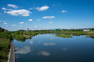 多摩川の風景　登戸，和泉多摩川の河川敷