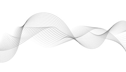 Modern wave line background. Abstract flowing line patterns. Black lines on white background. Wavy stripes on white isolated background.