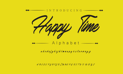 Happy Time Signature Font Calligraphy Logotype Script Brush Font Type Font lettering handwritten