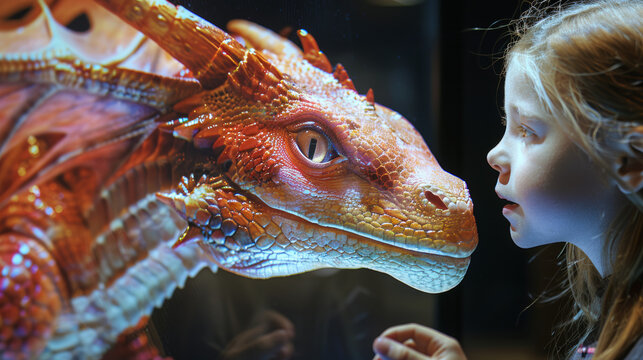 child with holographic 3D gragon