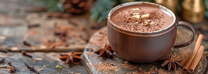 Warm chocolate infused with seasonal spices.
