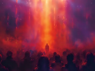 Ethereal Concert Moment with Vibrant Energy and Rich Color Palette - obrazy, fototapety, plakaty