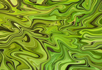 Green fluid art marbling paint textured background. Abstract creative fluid colors