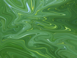 Green fluid art marbling paint textured background. Abstract creative fluid colors