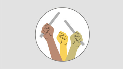 A hand up is a sign of protest. A vector image.