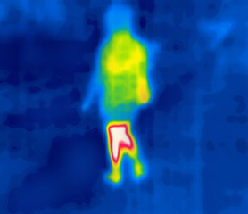 The outgoing person. Photo after.Image from thermal imager device.