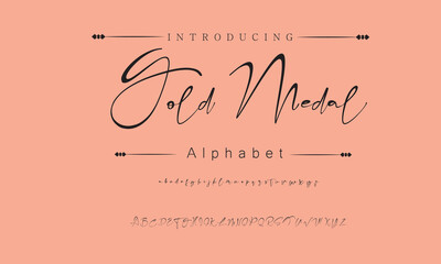 Gold Medal Signature Font Calligraphy Logotype Script Brush Font Type Font lettering handwritten