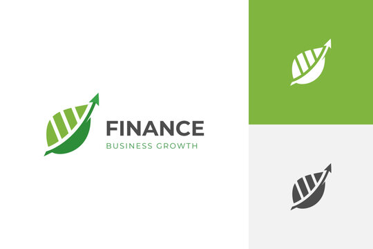 financial growth up logo icon design with leaf and arrow combined for economy, finance element symbol