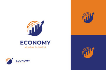 accounting financial logo design. grow business plan logo symbol. global economy signs vector