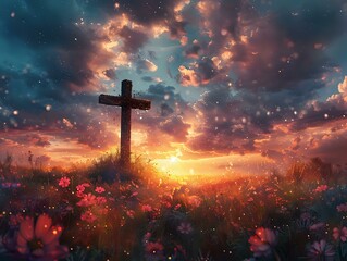 The Cross at Twilight: A Serene Symbol of Faith