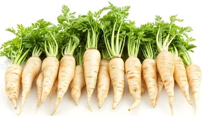 Fotobehang Parsnip on a white background, Parsnip root isolated on white background with clipping path   ai generated  © Hamid