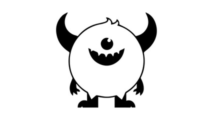 cartoon happy monster shape, snow monster illustration