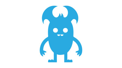 confused blue demon with shapes illustration, confused blue monster illustration in vector 