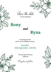 Wedding invitation card with floral decoration
