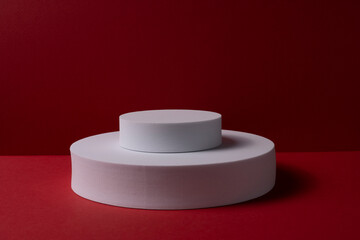 3d geometric standing red background