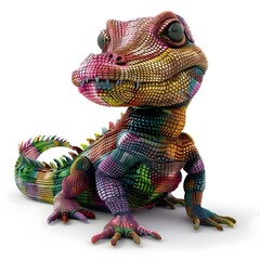 Vibrant and Unique Patchwork Crocodile 3D Render - 798567432