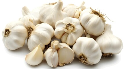 garlic isolated on white background, Garlic bulb isolated. Garlic on white background. Purple garlic bulb collection. Set with clipping path Ai generated 