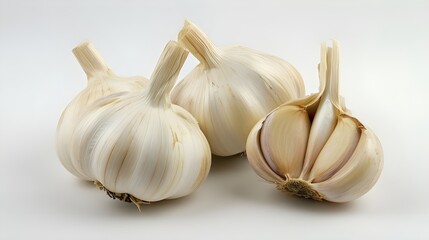 garlic isolated on white background, Garlic bulb isolated. Garlic on white background. Purple garlic bulb collection. Set with clipping path Ai generated 