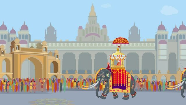 Dasara Festival, Jumbo Savari procession Animation, Dussehra festival