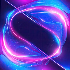 Obraz premium Abstract holographic background with shining curves of neon pink and electric blue