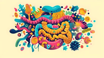 Fotobehang Detailed of the human digestive system featuring the stomach intestines and other digestive organs suitable for educational materials or healthcare © CYBERUSS