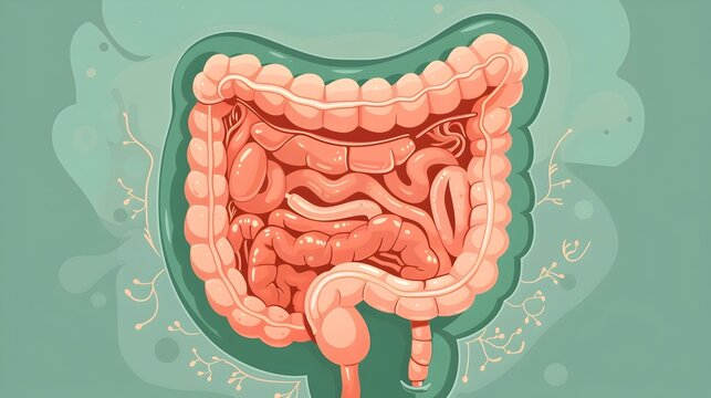 Detailed of Whimsical Human Digestive System for Educational and Healthcare Presentations