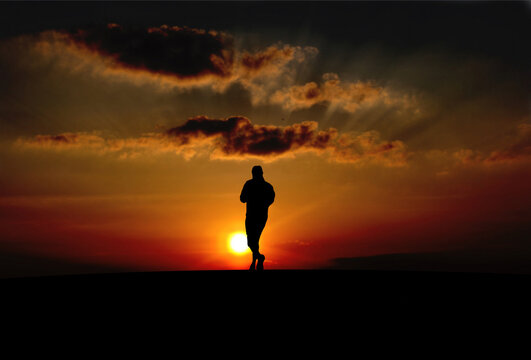 Running at Sunset.