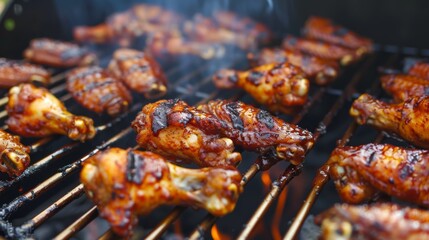 grilled chicken wings barbecue with pepper and garlic