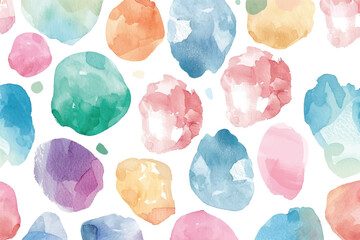 A set of ethereal watercolor shapes, bathed in soft pastels, rests on a serene white background.