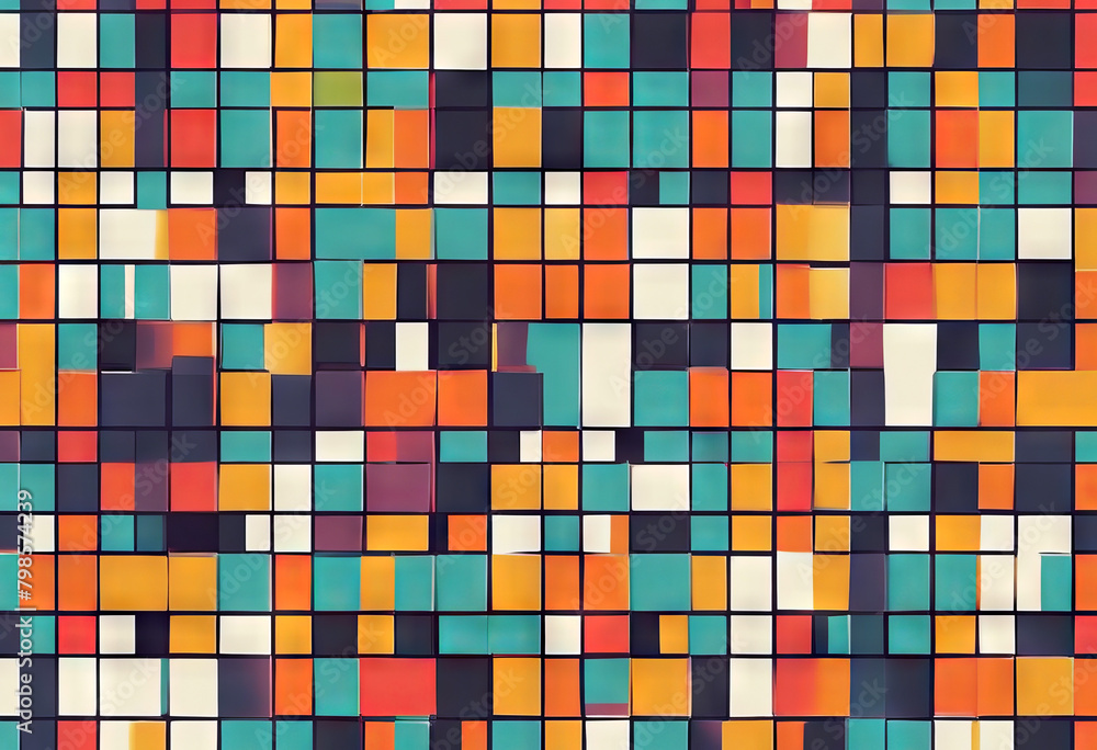 Poster squares minimal geometric vector composition abstract multicolored background pattern texture design