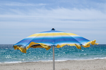 Windy spring day on Poetto beach, Cagliari, Sardinia.