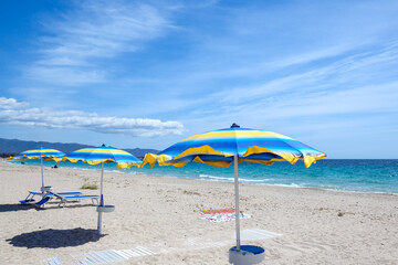 Windy spring day on Poetto beach, Cagliari, Sardinia.