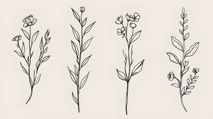 black flower motif sketch for design, vector