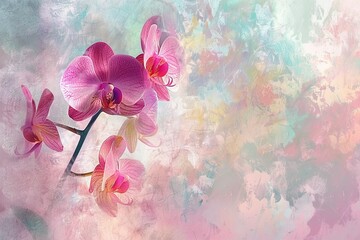 An artistic interpretation of Vanda Orchids, with a watercolor effect, symbolizing luxury and beauty
